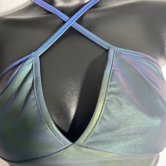Iridescent Green & Blue Bikini Top & Green Bottom - Picture 4 of 12